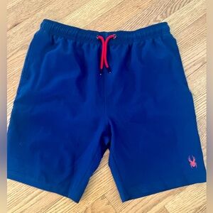 Spyder Boy's Navy Swim Trunks with Red Accents Active Lightweight Pockets Comfy